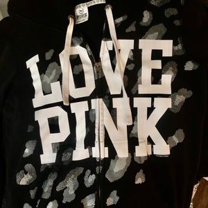 Pink black full zip hoodie
